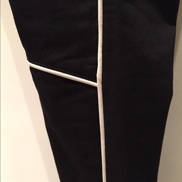 Rag and Bone Black pants with cream Leather piping - Picture 5 of 7